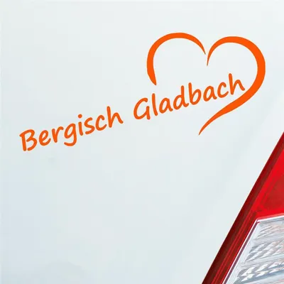 Produktbild von Auto Aufkleber Bergisch Gladbach Herz Stadt City Liebe Love 19,5x8 cm Orange Sticker Heckscheibenaufkleber