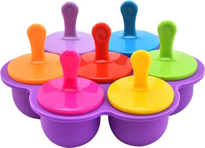 Produktbild von Silikonformen für Eis am Stiel mit Stielen, Eiswürfelschale mit 7 Mulden, Silikonformen für Babynahrung, Eis am Stielform für Gebäck