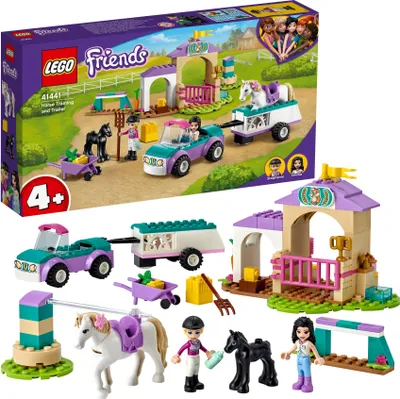 Produktbild von LEGO 41441 Friends Trainingskoppel und Pferdeanhänger, Pferd Spielzeug ab 4 Jahre für Mädchen und Jungen mit Pferdestall