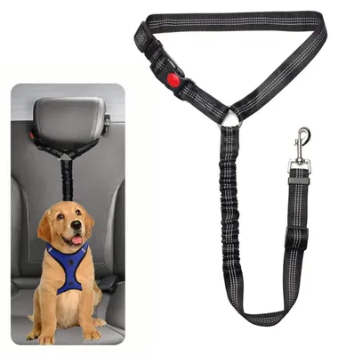 Image de Harnais de sécurité pour chien, ceinture de maintien pour voiture, noir, réglable, 50-65 cm