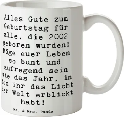 Produktbild von Mr. & Mrs. Panda Tasse Spruch 2002 Geburtstag - Weiß - Geschenk, Teetasse, besondere Geburtstagwünsche, Becher, einzigartige Geburtstage, Geburtstagskind, schöne, Feier