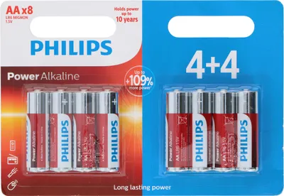 Produktbild von Philips Power Alkaline Akku LR6P8BP/10, Wiederaufladbarer Akku, AA, Alkali, 1,5 V, 8 Stück(e)