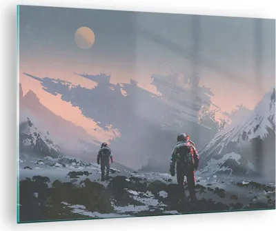 Produktbild von Bilder auf glas - Kosmos Planet - 70x50cm - Glasbilder - Wandbilder - Bilder - Kunstdruck - zum Aufhängen bereit - Wanddekoration aus Glas - Glas Bilder - Wandbild auf Glas - Einteilig - GAA70x50-3906