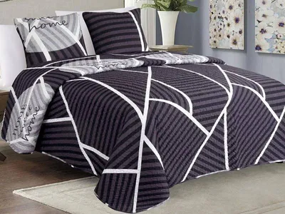 Produktbild von Tagesdecke Zweiseitige Bettüberwurf Allzweckdecke Steppdecke TAVIRA Sofa Bett Decken XXL Violet (3 TLG Set) 220x240cm + 2 Kissenbezüge 40x40 cm Tagesdecke 220x240+ 2x Bezüge 40x40