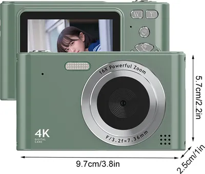 Zdjęcie produktu dla kamera cyfrowa 4K, wideo 48 MP, ekran 2,4 cala, 16-krotny zoom, ochrona przed drganiami, wykrywanie twarzy, efekt upiększania, wykrywanie ruchu, wbudowana lampa błyskowa, akumulator