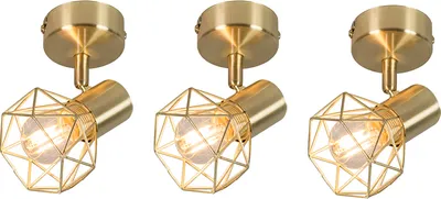 Produktbild von QAZQA - Modern 3-flammig Spotbalkener Set Art Deco Spot Messing dreh- und neigbar - Mosh 1 I Wohnzimmer I Schlafzimmer - Stahl Rund - LED geeignet E14
