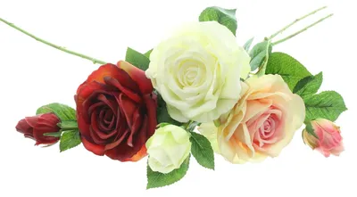 Produktbild von 3x Kunstblume "Rosen" 69 cm groß, wie echt, Real Touch Effekt, Kunstblüten, künstliche Rosen mit Stiel, Blüten & Knospen, ewige Rose