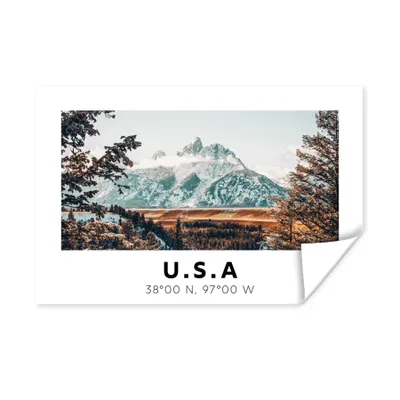 Produktbild von MuchoWow® Poster Amerika - Berge - Winter - Wald 180x120 cm - Fotoplakat