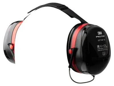 Produktbild von 3M Peltor Optime III Kapselgehörschutz, Nackenbügel, SNR 35 dB, schwarz/rot