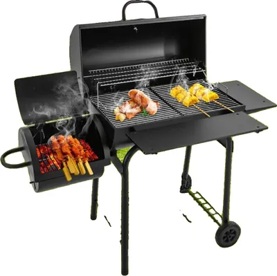 Produktbild von Tragbarer Holzkohlegrill, freistehendes Design, große Kochfläche, schwarz
