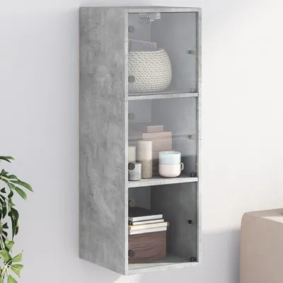 Obrázek produktu pro Nástěnná skříňka se skleněnými dvířky 35x37x100 cm Betonová šedá