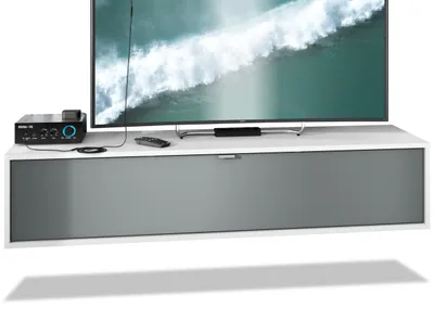Produktbild von Vladon TV Board Lana 140 Hängeschrank Lowboard 140 x 29 x 37 cm,  Germany, Korpus in Weiß matt, Fronten in Graphit seidenmatt | Große Farbauswahl