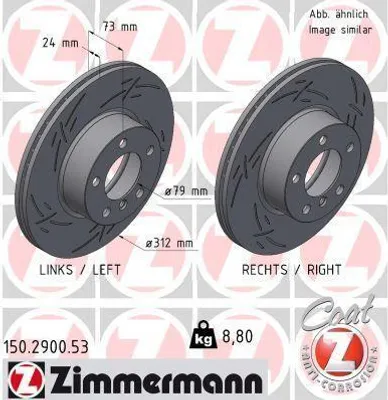 Produktbild von 2x ZIMMERMANN Bremsscheibe 150.2900.53 für BMW 3 Touring (E91) 3 Limousine (E90)