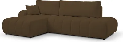 Produktbild von DomoHome Moderne Couch mit Schlaffunktion mit Abmessungen 145x212 cm und Bettkasten, Komfortable Polsterung, Stoffbezug, Dekokissen Inklusive, Linke Seite, 276x88x176 cm Braun