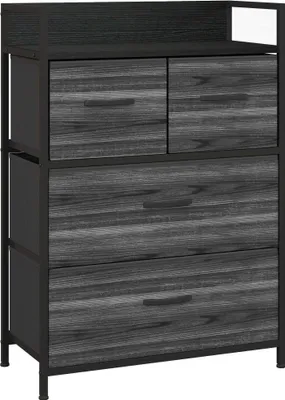 Produktbild von Industrielles Sideboard mit 4 Stoffschubladen, Schwarz, 60 x 29 x 85 cm