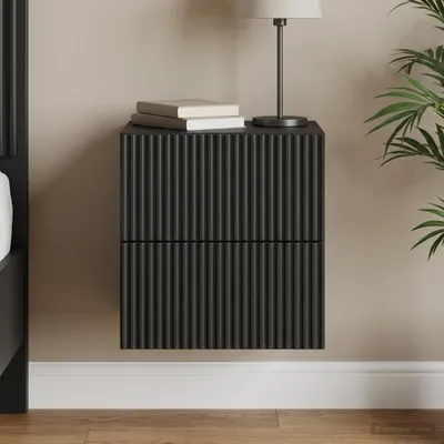 Produktbild von vidaXL Wandmontierter Nachttisch Schwarz 33 x 34,5 x 40 cm