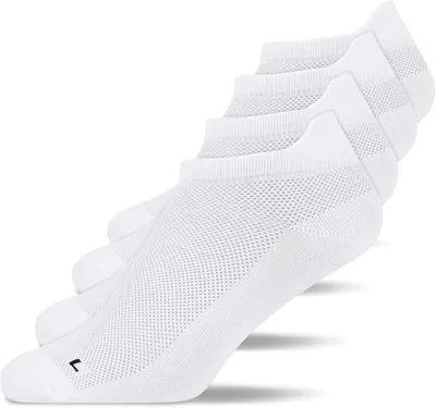 Produktbild von Laufsocken für Damen und Herren, 4 Paar, weiß gestreift, Größe 39-42