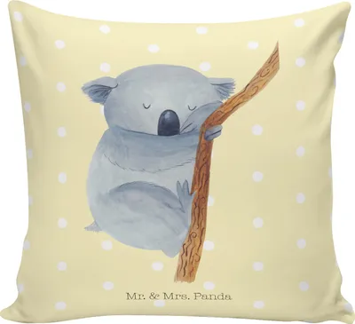Produktbild von Mr. & Mrs. Panda Sofakissen Koalabär - Gelb Pastell - Geschenk, couch kissen, Sofa, Kuschelkissen, Koala, Schlafzimmer, Träumen, Gute Laune, 40 x 40, Bär, Dekokissen