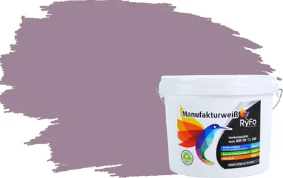 Produktbild von RyFo Colors Bunte Wandfarbe Manufakturweiß Pastellviolett 3l - weitere Grau Farbtöne und Größen erhältlich, Deckkraft Klasse 1, Nassabrieb Klasse 1