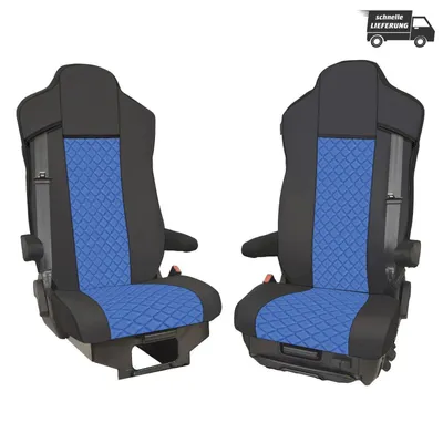 Zdjęcie produktu dla Pokrowce na siedzenia do samochodów ciężarowych Iveco S-WAY od 2021 r. Pokrowce z ekologicznej skóry w kolorze NIEBIESKIM
