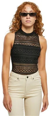 Obrázok produktu pre Dámske body Urban Classics Dámske háčkované rolákové body čierne - 4XL