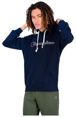 Produktbild von Champion Herren Hoodie aus Bio-Baumwollmischung mit Logo-Schriftzug, Blau S