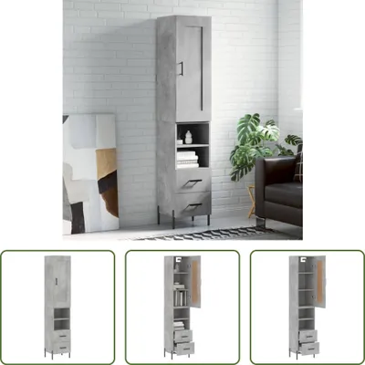 Produktbild von The Living Store Highboard Betongrau 34,5x34x180 cm Holzwerkstoff