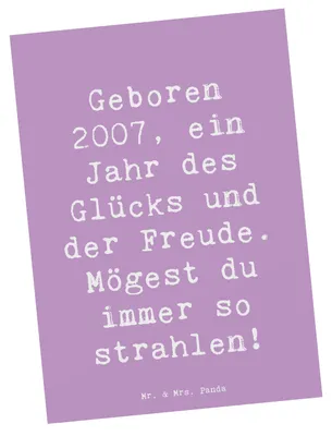 Produktbild von Mr. & Mrs. Panda Postkarte Spruch 2007 Geburtstag - Lavendeltraum - Geschenk, Happy Birthday, Geburtstagsgeschenk, Jahr, Glückwunsch, Jubiläum, Ansichtskarte, Alter