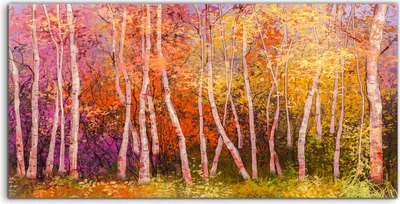 Produktbild von Coloray Spritzschutz aus Glas 120x60  Wandkunst Küchenrückwand Malerei Landschaft bunte Herbst Bäume