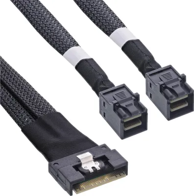 Immagine prodotto di Cavo SAS InLine® Slim, SFF-8654 8i zu 2x SFF-8643, 0,75 m
