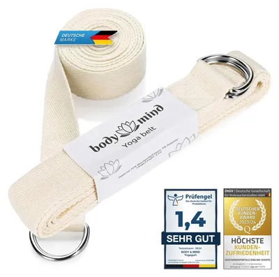 Imagen del producto de Esterilla de yoga de 100% algodón natural, de 250 cm de largo, con anillo en D, ideal para yoga y pilates