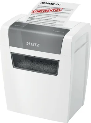 Produktbild von LEITZ IQ Home Aktenvernichter mit Partikelschnitt P-4, 4 x 28 mm, bis 6 Blatt, weiß