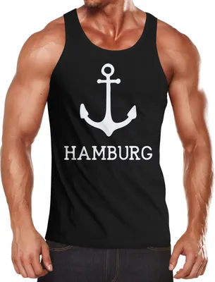 Produktbild von Herren Tank-Top mit Anker Aufdruck Hamburg Moonworks® schwarz M