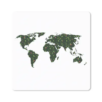 Produktbild von MuchoWow® Mauspad Mousepad Weltkarte - Blumen - Blätter 20x20 cm - Mousepads - Maus Mat - Pad - Mausunterlage - Desk Mat - Bureauartikeln