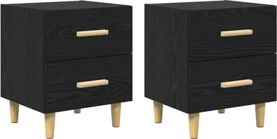 Image de Armoire de lit avec tiroir 2 pcs Chêne noir 40 x 35 x 47.5cm