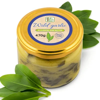 Produktbild von PALCE LIZAĆ Ghee Butter geklärt mit Bärlauch 470g - Bärlauchbutter - Laktosefrei, Glutenfrei - Ideal zum Braten & Kochen