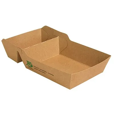 Produktbild von Pommes-Frites-Trays, Pappe "pure" 2-geteilt 3,5 cm x 8,5 cm x 16,2 cm braun "100% Fair" groß