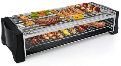 Imagen del producto de Parrilla eléctrica para mesa – 2200 W de potencia – 21x55 cm de dimensiones – Color – Acero inoxidable