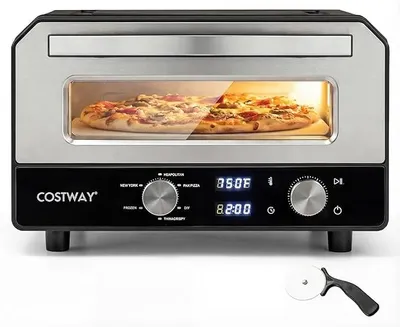 Produktbild von Elektrischer Pizzaofen bis 400?, 6 Programme, 2-Minuten Backfunktion, Pizzastein & Schneiderad, Indoor Pizzamaker