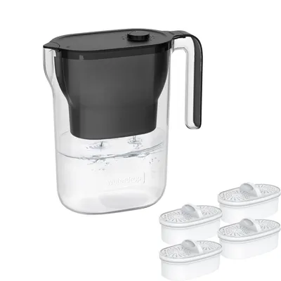 Zdjęcie produktu dla Dzbanek filtrujący do wody Waterdrop z 4 filtrami, 2,5 l, certyfikat NSF, bez BPA, czarny (filtr wymienny: WD-PF-01A)