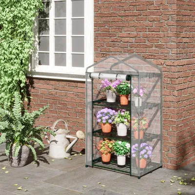 Produktbild von SUGIFT Foliengewächshaus Treibhaus, Gewächshaus mit 3 Regalebenen, Stahlrahmen pulverbeschichtet, Transparent  |  3,2 kg  |  69 x 49 x 125 cm