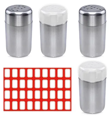 Produktbild von 4 Mini Salz- und Pfefferstreuer aus Edelstahl, Gewürzstreuer für unterwegs, mit Deckel, geeignet für Küche, Restaurant, Camping und Grillabende