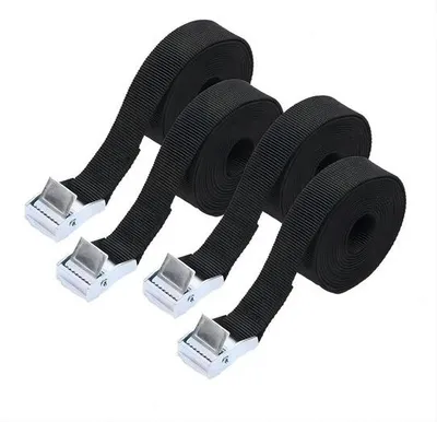 Obrázok produktu pre Čierne vystužené napínacie popruhy 1,5 x 25 mm pre motocykle a prepravu