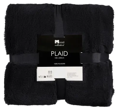Productafbeelding van The Mood Collection fleece deken - 200 cm lang x 150 cm breed - zwart