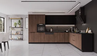 Produktbild von Winkelküche MONZA + SIENA 350x290 cm Küchenzeile Eckküche Küche Nußbaum Schwarz