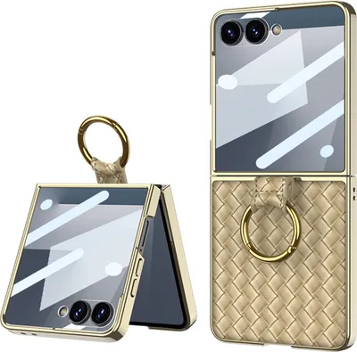 Immagine prodotto di Custodia per Samsung Galaxy Z Flip 7 con design in elettroplastica, protezione dello schermo e supporto ad anello