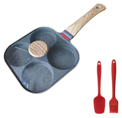Produktbild von Spiegeleipfanne, Pancake Pfanne mit Deckel 4 Loch Augenpfanne Antihaft-Aluminium Pfanne für Frühstück, für Induktion & Gasherd
