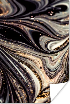 Produktbild von MuchoWow® Poster Marmoroptik - Schwarz - Gold - Weiß - Glitter - Marmor 20x30 cm - Papierdruck