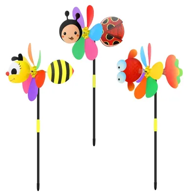 Imagen del producto de Juego de 3 molinos de viento con forma de animales, ideales para el jardín y aptos para niños