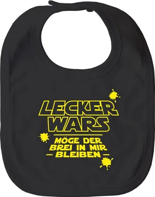 Produktbild von Baby Lätzchen Lecker Wars Möge der Brei in mir bleiben lustige Sprüche Film Zitat Jungen / Mädchen Baumwolle MoonWorks® schwarz unisize